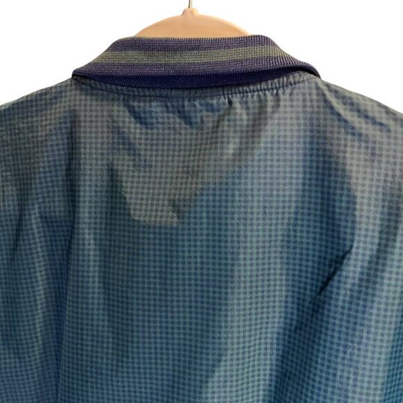 Jerzees Plaid Windbreaker Jacket Quarter Zip Pullover Nylon Size L Blue Green - Picture 5 of 10